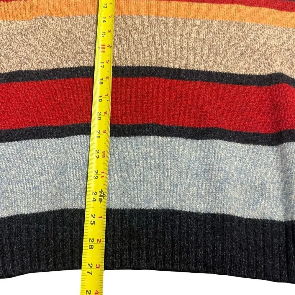 Poeta Moda Mens Striped Wool Blend Sweater Sz L 1/4 Zip Grandpa Preppy Old Money